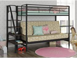 Двухъярусная кровать с диваном Мадлен 3 черный