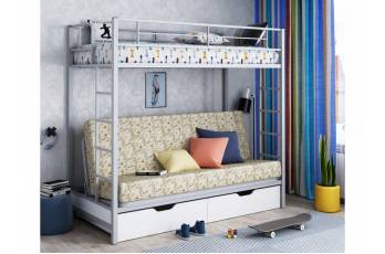 Двухъярусная кровать с диваном Мадлен ЯЯ Серый пифагор