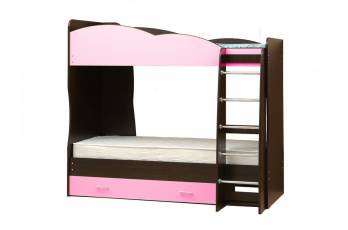 Кровать детская двухъярусная Юниор 2.1 светло-розовый