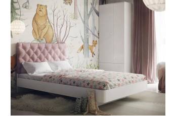 Кровать Милана с каретной стяжкой розовый