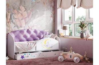 Кровать Звездочка с бортиком Белый-фиолетовый