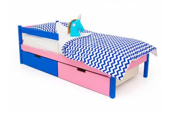Кровать Svogen classic с ящиками и бортиком синий-лаванда