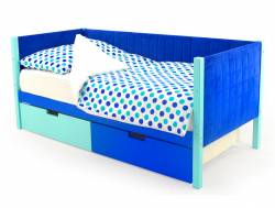 Кровать-тахта мягкая Svogen с ящиками мятно-синий