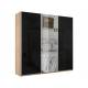 Шкаф-купе Прайм 3-х дверный 2100 Зеркало/Стекло Черное/Зеркало Сонома
