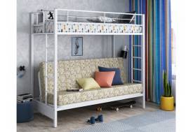 Двухъярусная кровать с диваном Мадлен белый пифагор