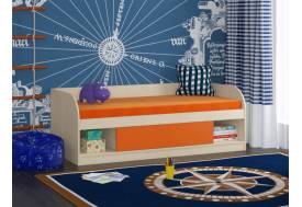 Кровать Соня 4 дуб молочный-оранжевый