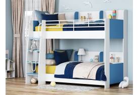 Кровать Соня 5 левая белый-голубой