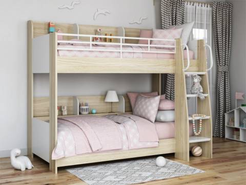 Кровать Соня 5 правая ясень шимо светлый-белый