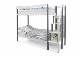 Двухъярусная кровать Svogen графит-белый