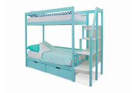 Двухъярусная кровать Svogen с ящиками мятный