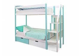 Двухъярусная кровать Svogen с ящиками мятно-белый