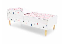 Кровать Stumpa Классика с бортиком рисунок Треугольники розовый, синий