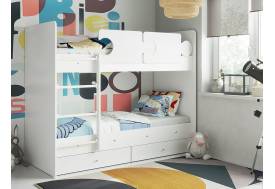 Кровать двухъярусная Тетрис латы с бортиками белый