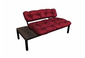 Диван Дачный со столиком бордовая подушка