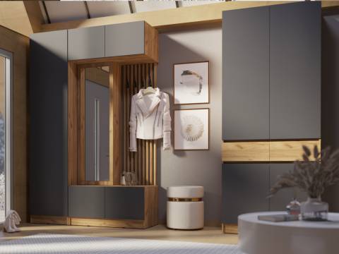 Прихожая модульная Роджина Графит