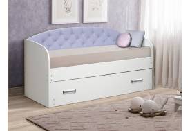 Кровать детская выдвижная с продольной мягкой спинкой