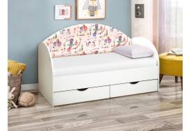 Кровать с продольной мягкой спинкой Софа №11 принцесски