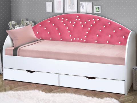 Кровать с продольной мягкой спинкой Корона №1 800х1900 мм белая