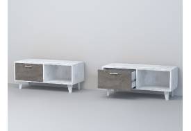 Тумба Эго Т-4 бетон светлый/камень темный на ножках