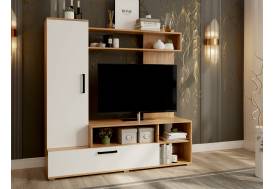 Мини-стенка Линда Дуб золото/Белый глянец