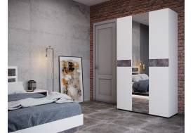 Шкаф трехдверный 1200 Лотос с зеркалом Бетон серый