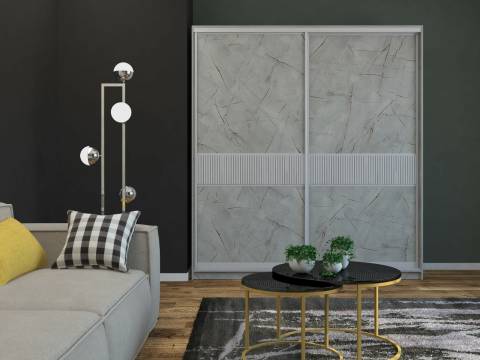 Шкаф-купе Ксения 1400 узкая рельефная вставка МДФ Каспий светлый