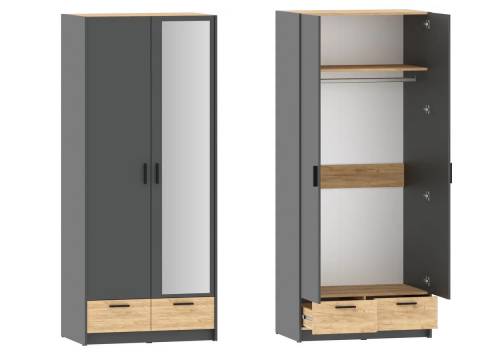 Шкаф для одежды Оттавия НМ 011.80 фасад с зеркалом Антрацит