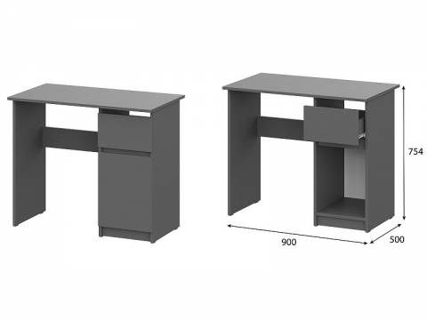 Стол письменный 900 Денвер Графит серый