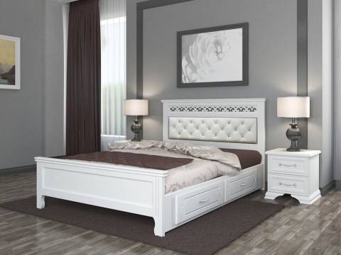 Кровать Грация с 2-мя ящиками 1400 Белый античный