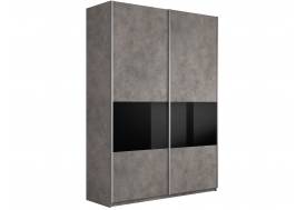 Шкаф-купе Прайм 2-х дверный ДСП/вставки Стекло Черное Бетон