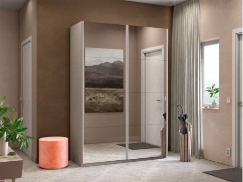 Шкаф-купе Прайм 2-х дверный 1600 два зеркала Ясень Анкор Светлый