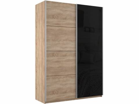 Шкаф-купе Прайм 2-х дверный 1600 ДСП/Стекло Черное Сонома