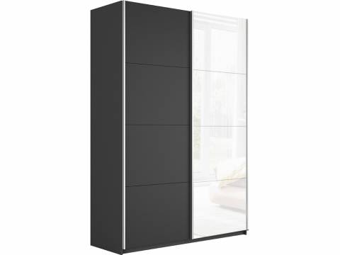 Шкаф-купе Прайм 2-х дверный 1200 ДСП/Стекло Белое Серый Диамант