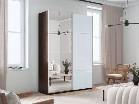 Шкаф-купе Прайм 2-х дверный 1400 Зеркало/Стекло Белое Венге