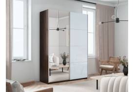 Шкаф-купе Прайм 2-х дверный 1600 Зеркало/Стекло Белое Венге