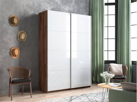 Шкаф-купе Прайм 2-х дверный 1400 Стекло Белое Крафт табачный