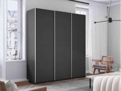 Шкаф-купе Прайм 3-х дверный 2100 три ДСП Серый Диамант