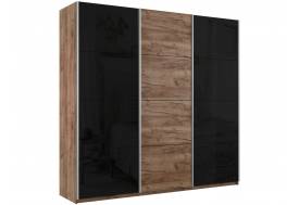 Шкаф-купе Прайм 3-х дверный 1800 два Стекла Черные/ДСП Крафт табачный