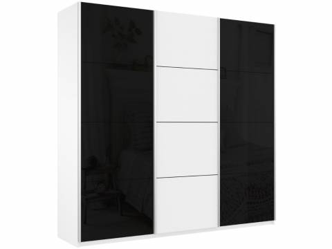 Шкаф-купе Прайм 3-х дверный 2100 два Стекла Черные/ДСП Белый Снег