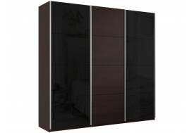 Шкаф-купе Прайм 3-х дверный 2100 два Стекла Черные/ДСП Венге