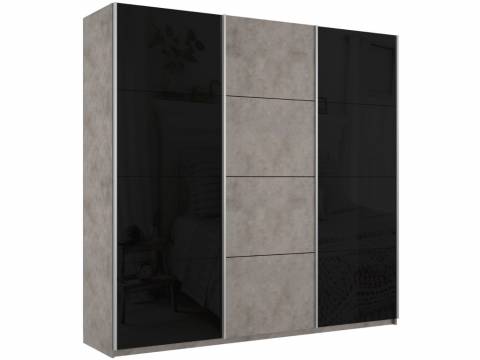 Шкаф-купе Прайм 3-х дверный 2100 два Стекла Черные/ДСП Бетон