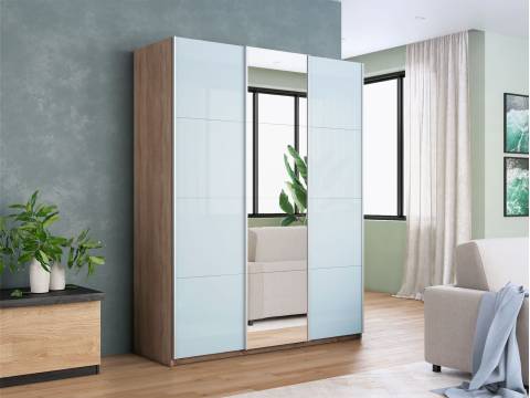 Шкаф-купе Прайм 3-х дверный 1800 два Стекла Белые/Зеркало Сонома