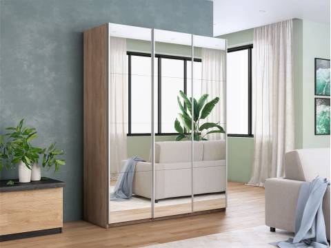 Шкаф-купе Прайм 3-х дверный 1800 три зеркала Сонома