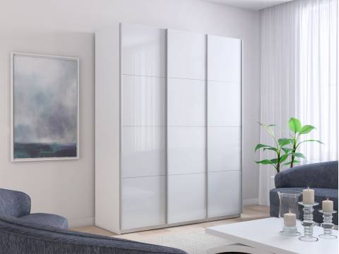 Шкаф-купе Прайм 3-х дверный 1800 три стекла белые Белый Снег