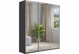 Шкаф-купе Прайм Широкий 3-х дверный три зеркала Серый Диамант