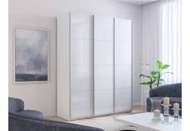 Шкаф-купе Прайм Широкий 3-х дверный три белых стекла Белый Снег