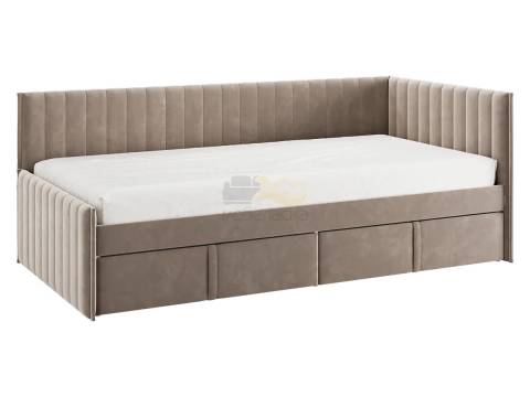 Кровать-тахта с ящиками Твикс цвет велюра латте