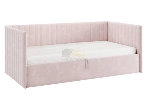 Кровать-софа с подъемным механизмом Твикс цвет велюра нежно-розовый