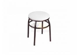 Табурет круглый Эконом 22 Б с кольцом крокодил белый/медный антик