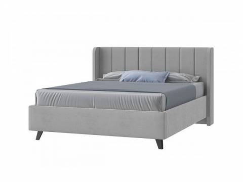 Кровать Виола с ПМ 1600х2000 мм микровелюр светло-серый